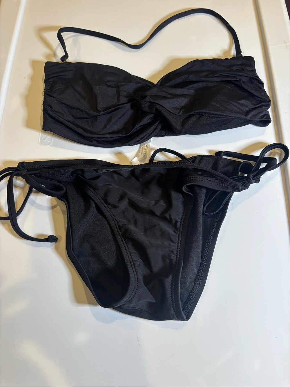 Mossimo Supply Co. Black Bandeau Bikini with Tie-Side Bottoms